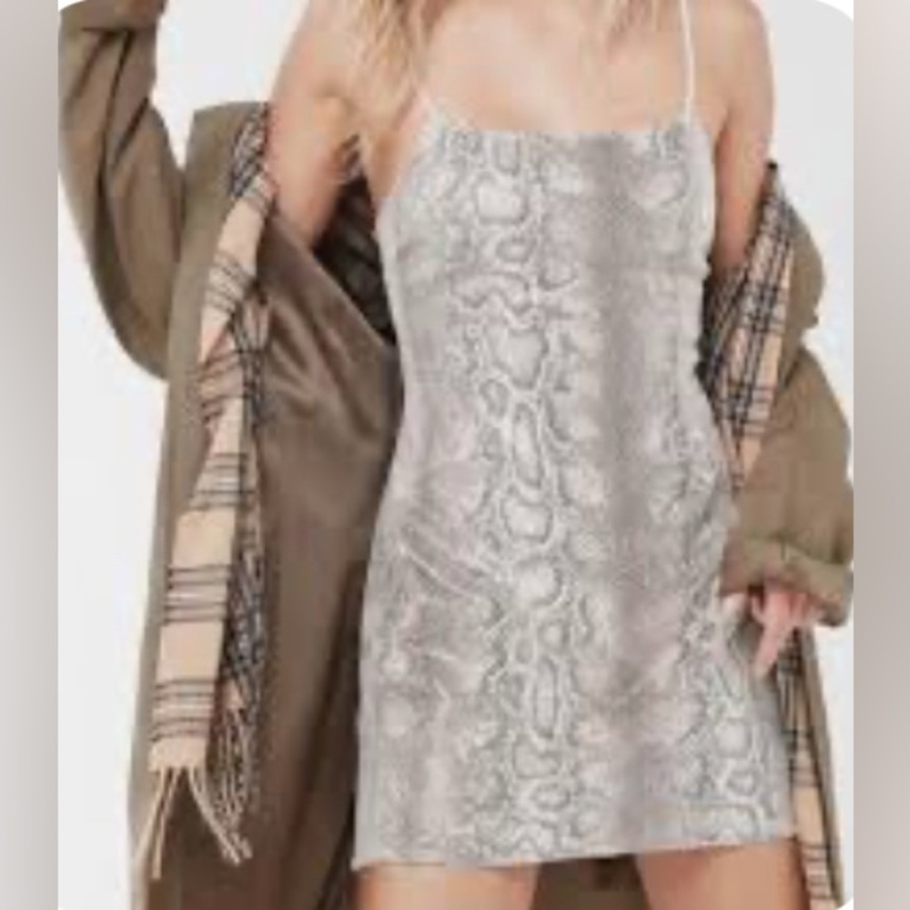 Urban Outfitters Gray Snake Print Mini Dress